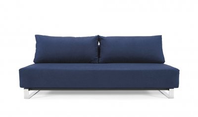 Ifelt Blue Fabric Modern Sofa Bed w/Stainless Steel Legs