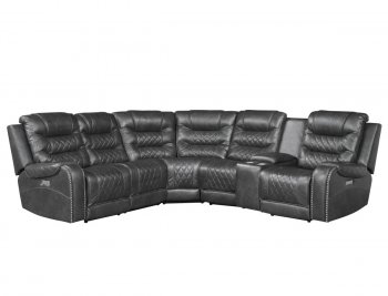 Putnam Power Motion Sectional Sofa 9405 in Gray by Homelegance [HESS-9405GY-6LRRR Putnam Gray]