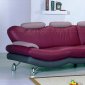 Tri-Tone Leather Modern Sectional Sofa w/Chrome Metal Legs