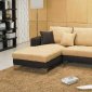 Two-Tone Chocolate Brown & Beige Microfiber Sectional Sofa