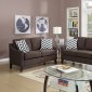 F6907 Sofa & Loveseat Set in Chocolate Linen-Like Fabric by Boss