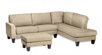 Haney Sectional Sofa w/Ottoman in Beige Microfiber [MSSS-Haney Beige]