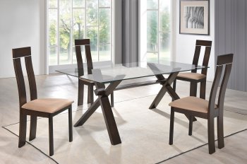 D6846DT Dining Set 5Pc in Dark Walnut w/D2421DC Chairs by Global [GFDS-D6846DT-D2421DC]