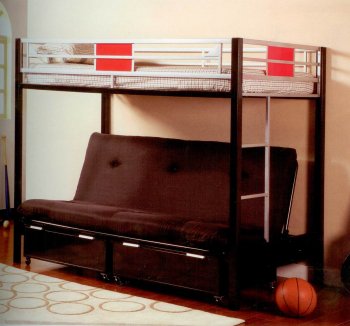 Black Metal Base Modern Twin Over Futon Bunk [MAKB-4072]