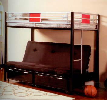 Black Metal Base Modern Twin Over Futon Bunk