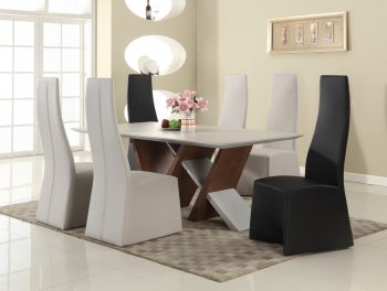 Ruby Dining Table 5Pc Set w/Frosted Grey Glass Top by Chintaly [CYDS-Ruby]