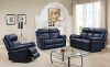 Leather Italia Joplin Sofa & Loveseat Set in Midnight Blue