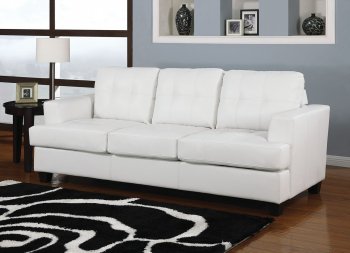 White Bonded Leather Modern Sofa w/Queen Size Sleeper [AMS-15062 Platinum]