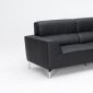 Black Leather Modern Sectional Sofa w/Steel Legs