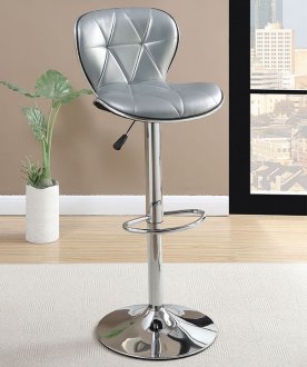 F1623 Set of 2 Bar Stools in Silver Leatherette by Poundex