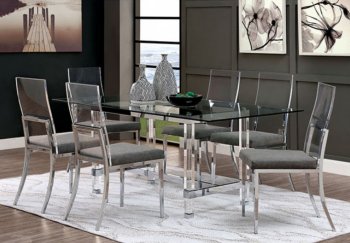 Casper Dining Table CM3654T in Chrome & Glass w/Options [FADS-CM3654T-Casper]