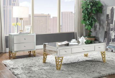 Stephen Coffee Table 80610 in Gold & Mirror by Acme w/Options