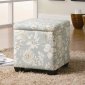 Flower Pattern Fabric Modern Storage Ottoman w/Wood Legs