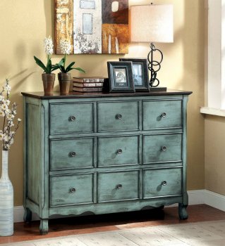 Orofino Accent Hallway Chest CM-AC147 Distressed Teal & Cherry [FACA-CM-AC147-Orofino]