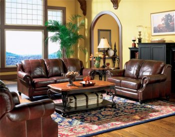 Princeton Sofa 500661 in Burgundy Leather by Coaster w/Options [CRS-500661 Princeton]