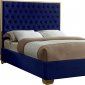 Lana Upholstered Bed in Navy Velvet Fabric - Meridian w/Options