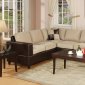 Mushroom Microfiber Plush Sectional Sofa w/Faux Leather Base