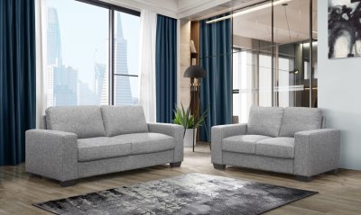 U801 Sofa & Loveseat Set Dark Gray Fabric by Global w/Options