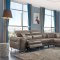 Beige Leatherette Modern Sectional Sofa W/Wooden Shelves