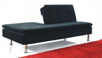 Black Fabric Modern Convertible Sofa Bed w/Split Back [VGSB-MB-1027]