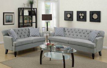 F6940 Sofa & Loveseat Set in Taupe Velveteen Fabric by Boss [PXS-F6940 Taupe]