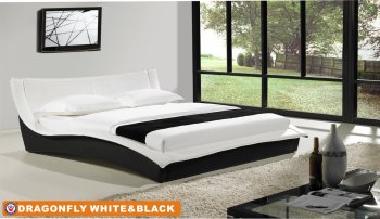 Dragonfly Bed in White & Black Bonded Leather by American Eagle [AEBS-Dragonfly]