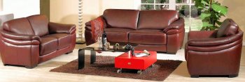 Burgundy Full Leather Modern Sofa w/Optional Loveseat & Chair [CYS-COLUMBUS]