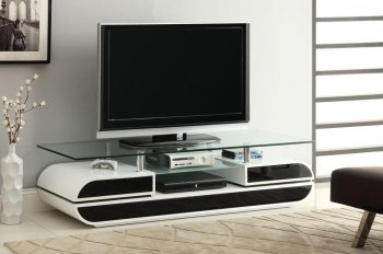 CM5813 Evos TV Console in White & Black w/Glass Top [FATV-CM5813-TV Evos]