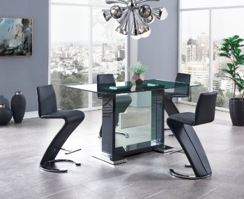 D1181BT Bar Set 5Pc in Black by Global w/D9002BS-BL Barstools [GFDS-D1181BT-BL-D9002BS-BL]