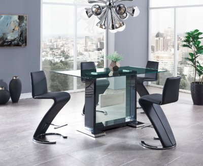 D1181BT Bar Set 5Pc in Black by Global w/D9002BS-BL Barstools