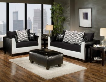 Fabric and Vinyl Two-Tone Modern Sofa & Loveseat Set w/Options [CHFS-V3-1196 Carl]