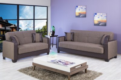 Maximum Value Sofa Bed in Brown Fabric by Casamode w/Option