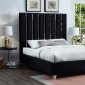 Enzo Upholstered Bed in Black Velvet Fabric by Meridian