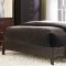 Merlot Finish Modern Bed w/Brown Bycast Leather Headboard