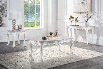 Ciddrenar Coffee Table 84310 in Marble & White by Acme w/Options [AMCT-84310 Ciddrenar]