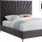 Eclipse Bed in Grey Velvet Fabric by Meridian w/Options