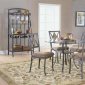 Glass Round Top Modern 5Pc Dining Set w/Optional Baker's Rack