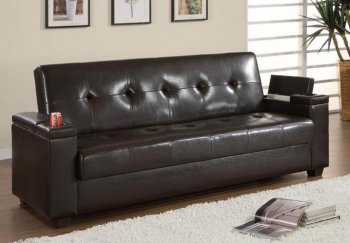 Espresso Leatherette Modern Sofa Bed w/Lift Up Storage [ABCSB-7025]