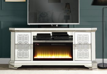 Noralie TV Stand w/Fireplace LV00520 in Mirrored by Acme [AMTV-LV00520 Noralie]