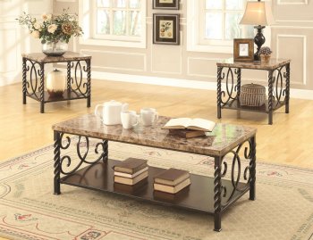 701695 Coffee Table 3Pc Set by Coaster w/Faux Marble Top [CRCT-701695]