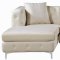 Gail Sectional Sofa 664 in Cream Velvet Fabric by Meridian