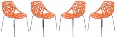 Asbury Set of 4 Dining Chairs AC16OR in Orange by LeisureMod