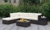 Ilona Outdoor Patio Sectional CM-OS2136-Set4 in Ivory & Espresso