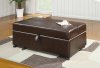 Brown Vinyl Modern Bench Ottoman w/Fold Out Sleeper