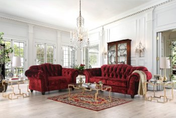 Gelligaer Sofa SM5214 in Wine Velvet Fabric w/Options [FAS-SM5214-Gelligaer]