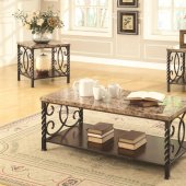 701695 Coffee Table 3Pc Set by Coaster w/Faux Marble Top