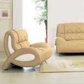 Honey and White Leather Living Room Set