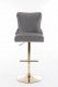 Leo Gold Barstool Set of 2 in Gray Fabric