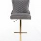 Leo Gold Barstool Set of 2 in Gray Fabric