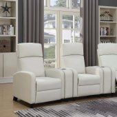 Amelia Home Theater Sofa 603181 in White Leatherette by Coaster